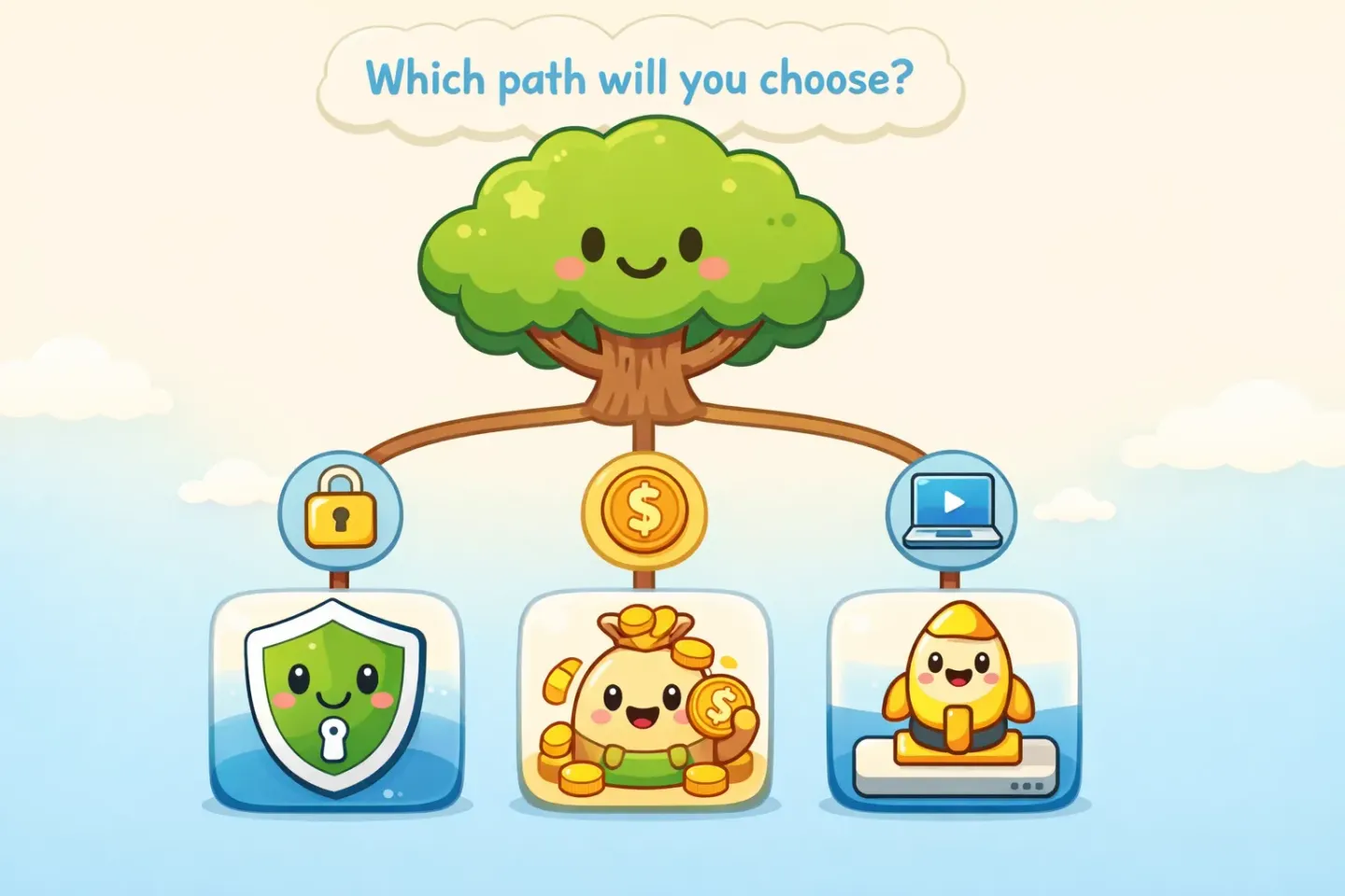 Illustration of a decision tree with branches for privacy, price, and platform leading to different dictation app icons
