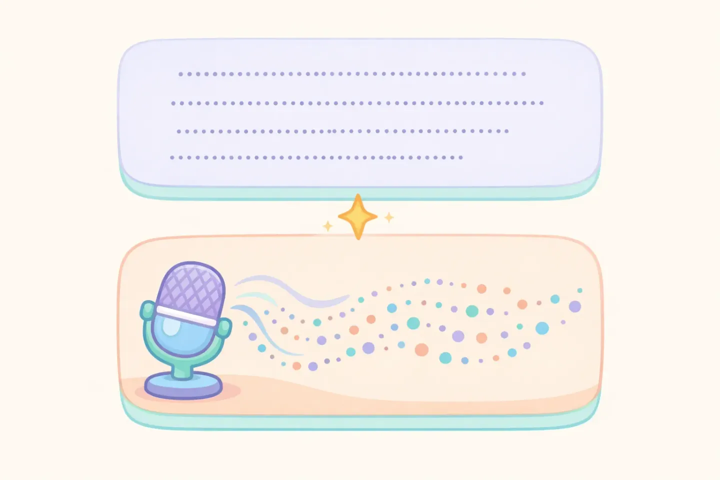 Diagram showing two stacked layers: a transcription layer turning sound into words, and a language layer turning words into clean writing