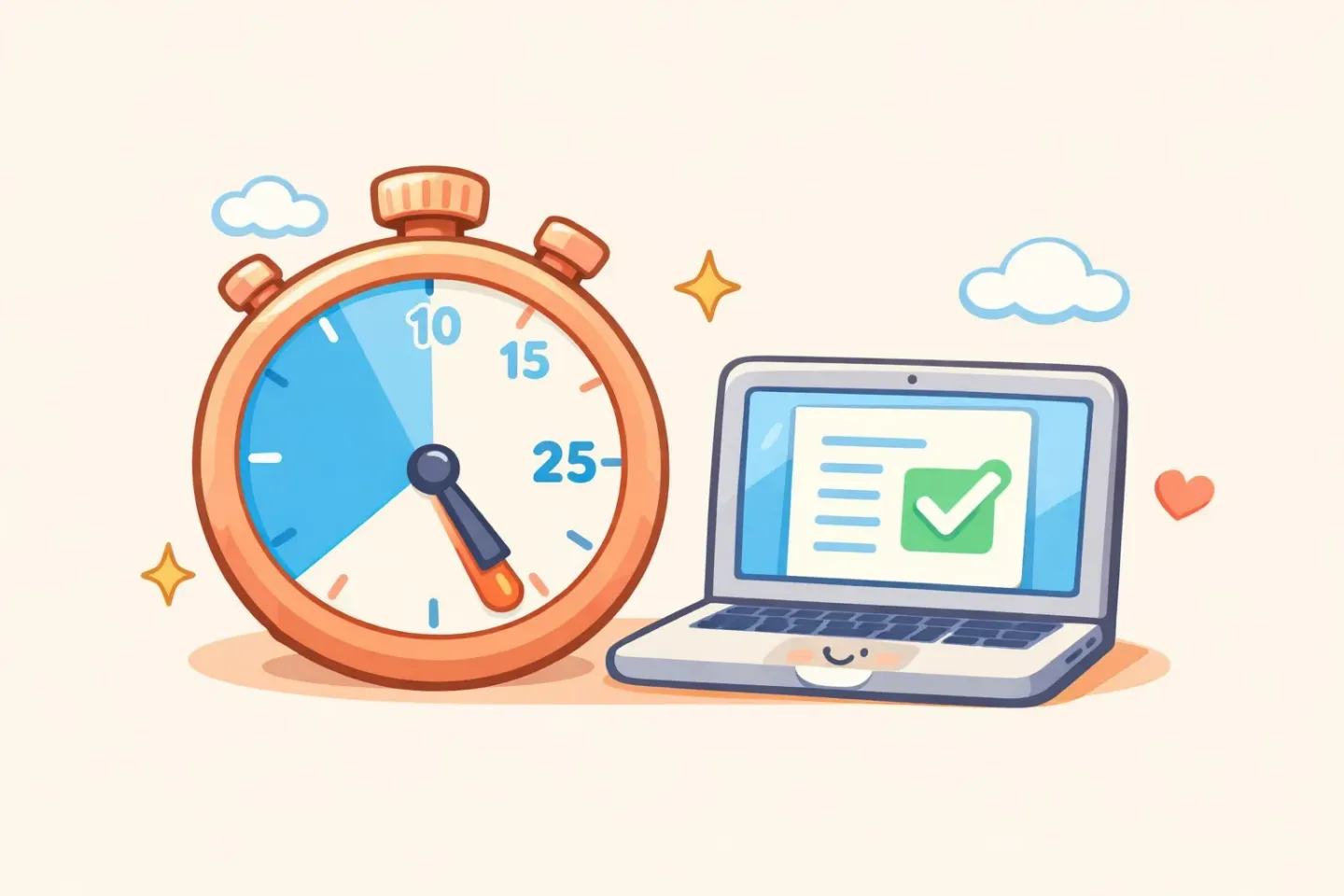 A 25-minute timer next to a Mac laptop with a finished PRD document, illustrating the one-sitting voice-driven draft workflow